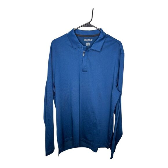 NWT Awearness Kenneth Cole AWEAR-TECH Blue Long Sleeve 1/4 Zip Pullover Golf L - Picture 1 of 6